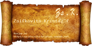 Zsifkovits Kristóf névjegykártya